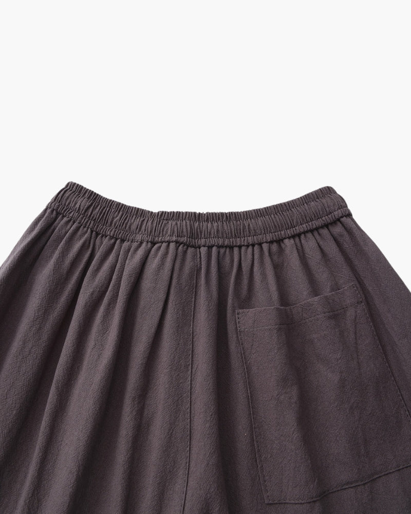 Pantaloncini in Lino con Vita Elastica e Laccetto