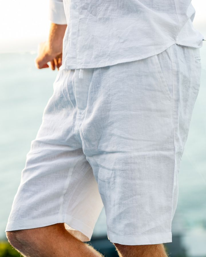 Pantaloncini in Lino con Chiusura a Zip