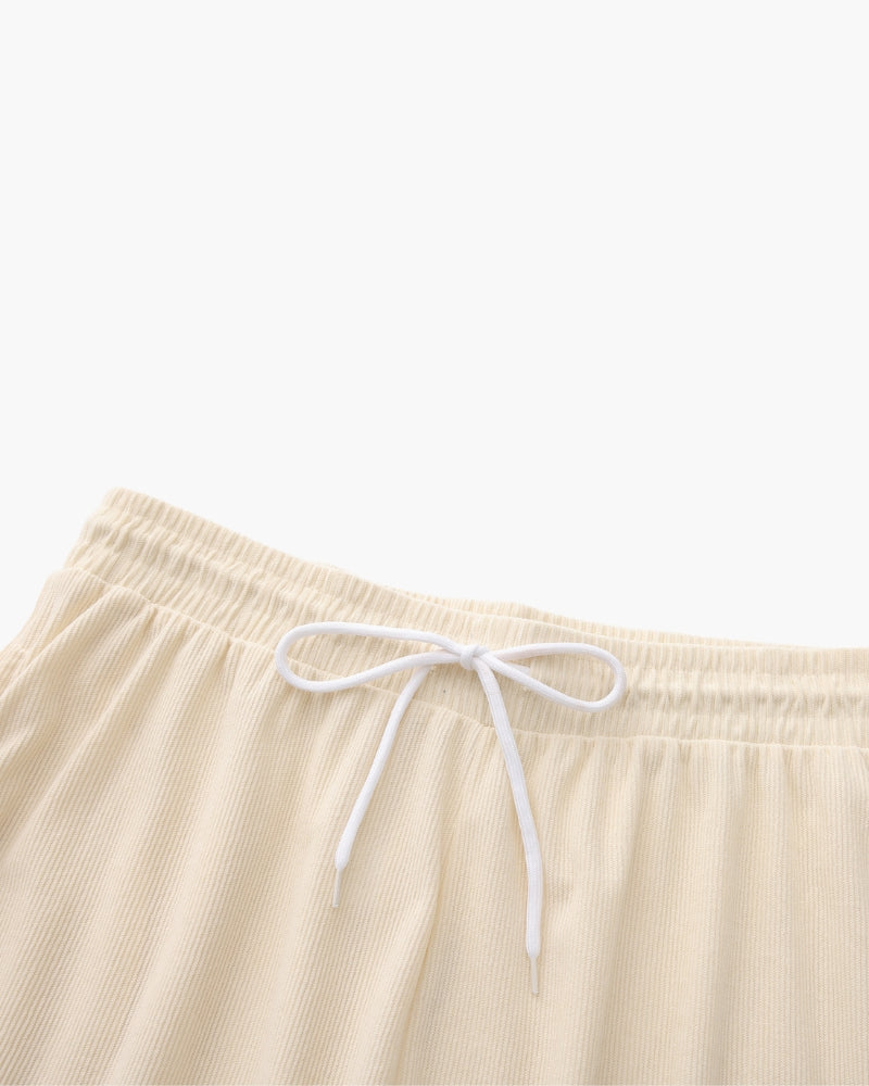 Pantaloncini a Costine con Vita Elastica e Laccetto