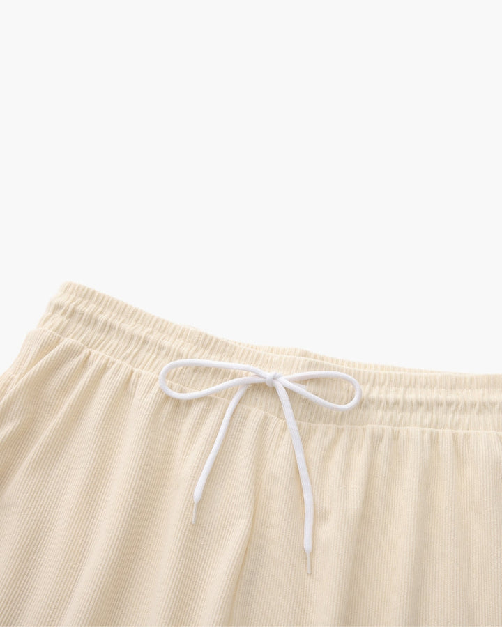 Pantaloncini a Costine con Vita Elastica e Laccetto