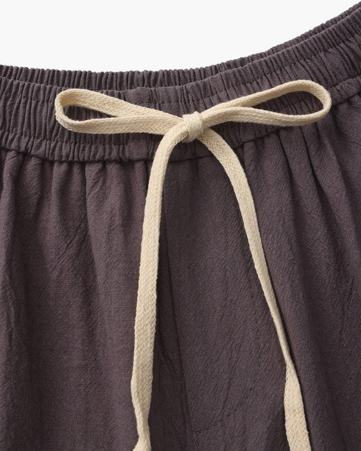 Pantaloncini in Lino con Vita Elastica e Laccetto