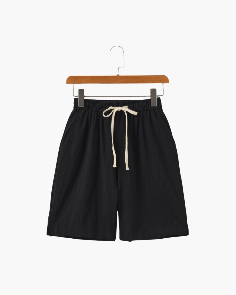 Pantaloncini in Lino con Vita Elastica e Laccetto