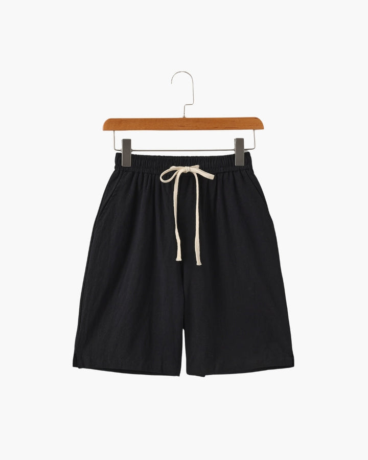 Pantaloncini in Lino con Vita Elastica e Laccetto