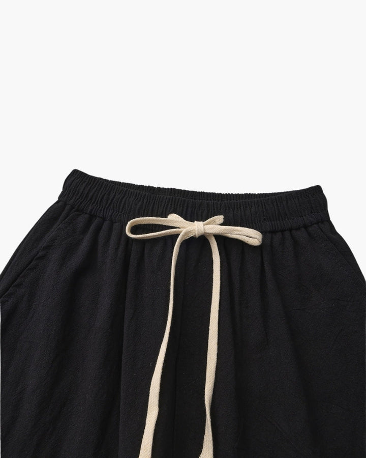 Pantaloncini in Lino con Vita Elastica e Laccetto