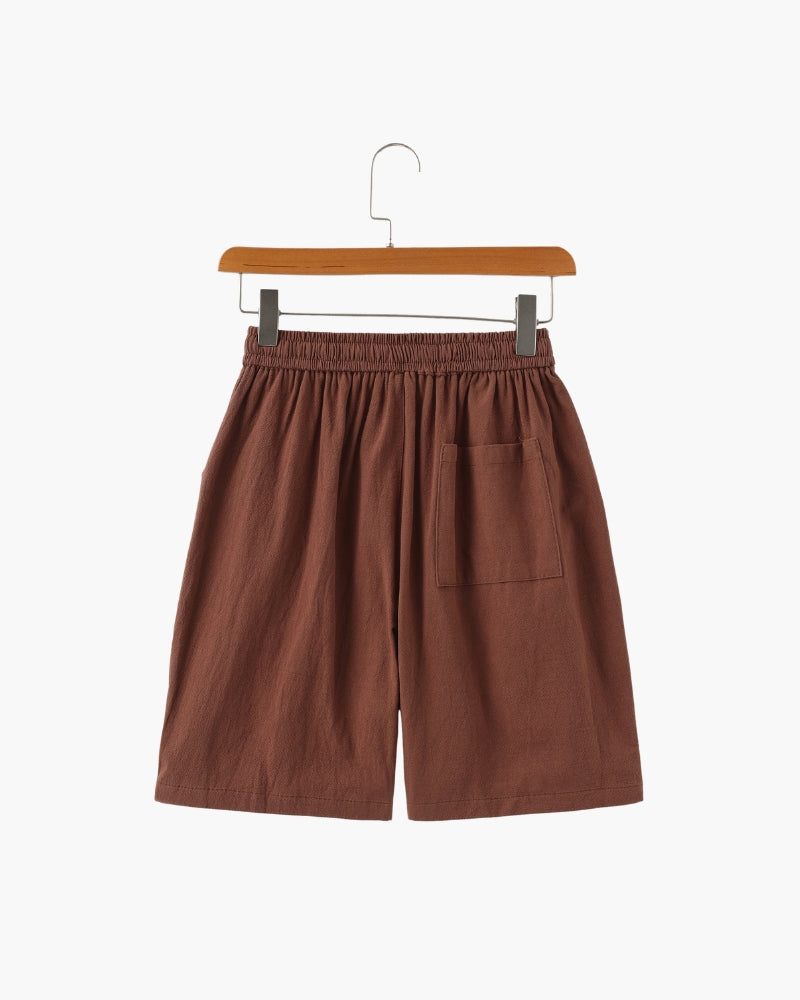 Pantaloncini in Lino con Vita Elastica e Laccetto