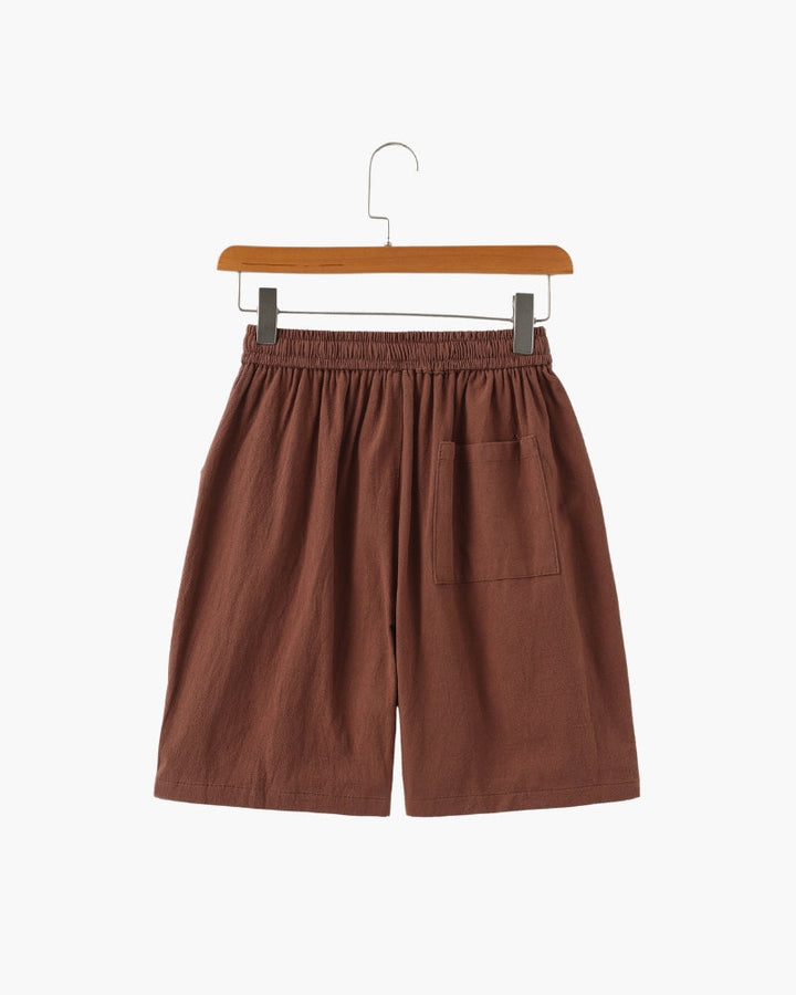 Pantaloncini in Lino con Vita Elastica e Laccetto