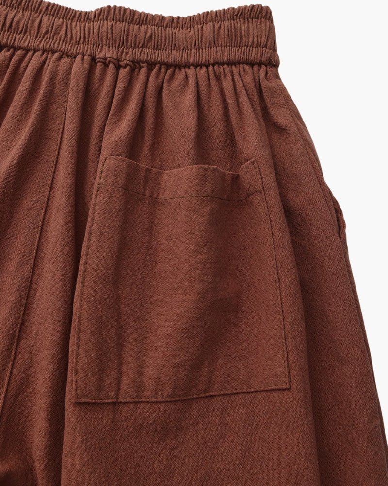 Pantaloncini in Lino con Vita Elastica e Laccetto