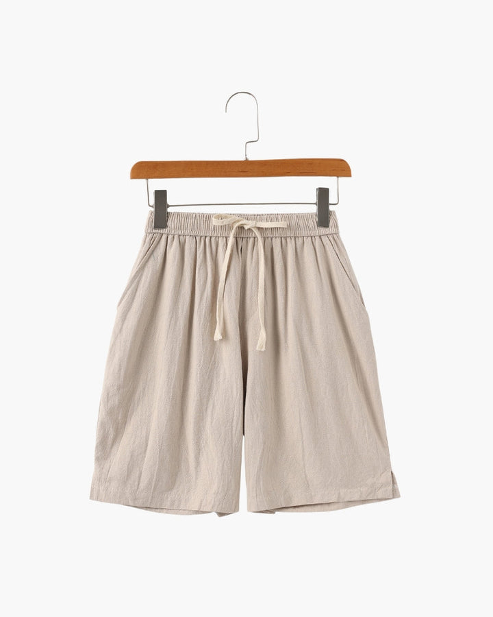 Pantaloncini in Lino con Vita Elastica e Laccetto