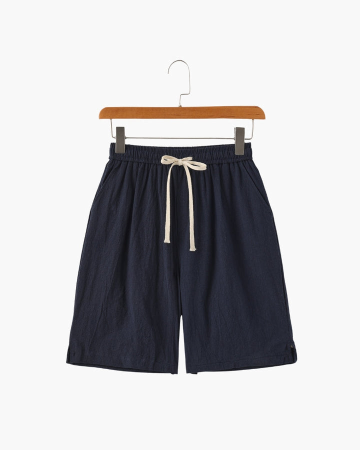 Pantaloncini in Lino con Vita Elastica e Laccetto