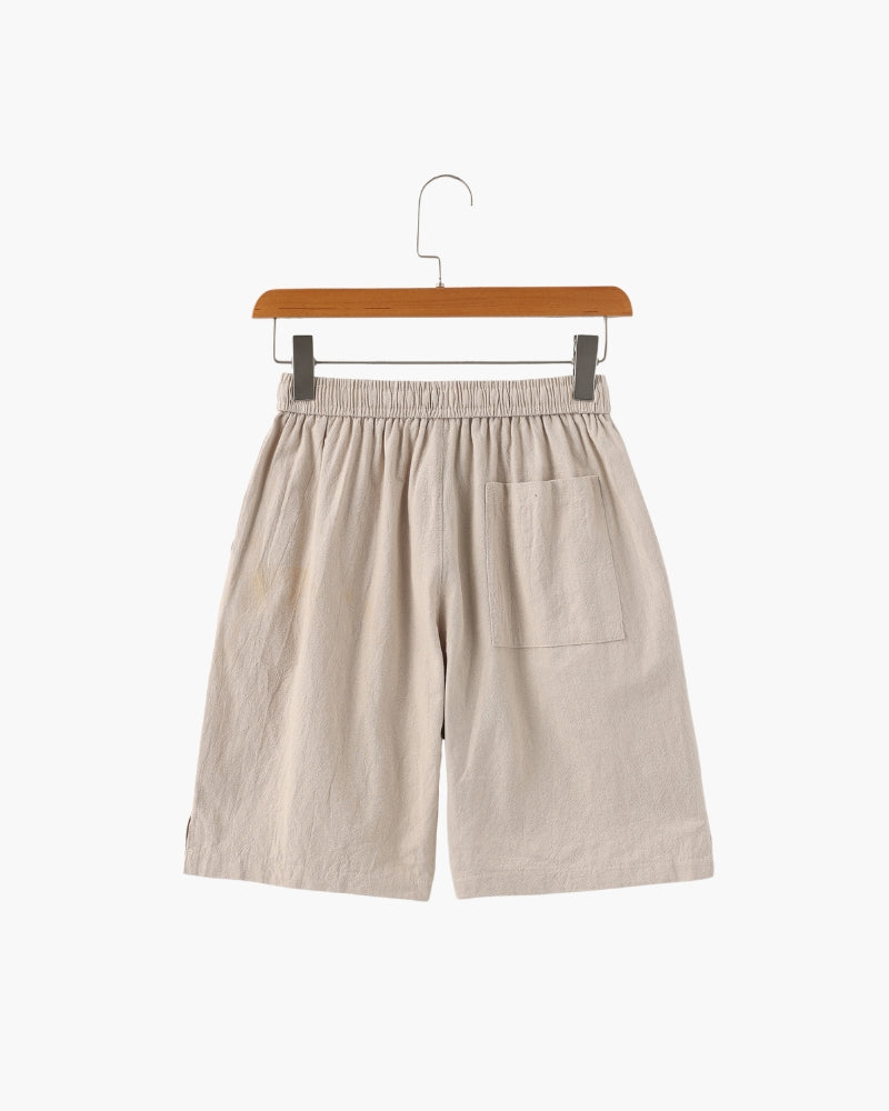 Pantaloncini in Lino con Vita Elastica e Laccetto