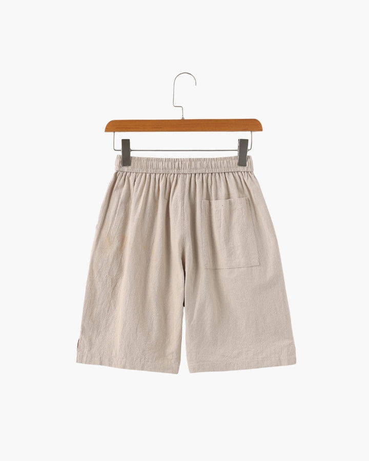 Pantaloncini in Lino con Vita Elastica e Laccetto