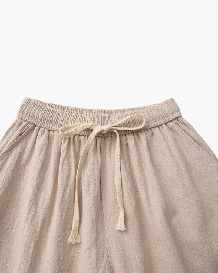 Pantaloncini in Lino con Vita Elastica e Laccetto