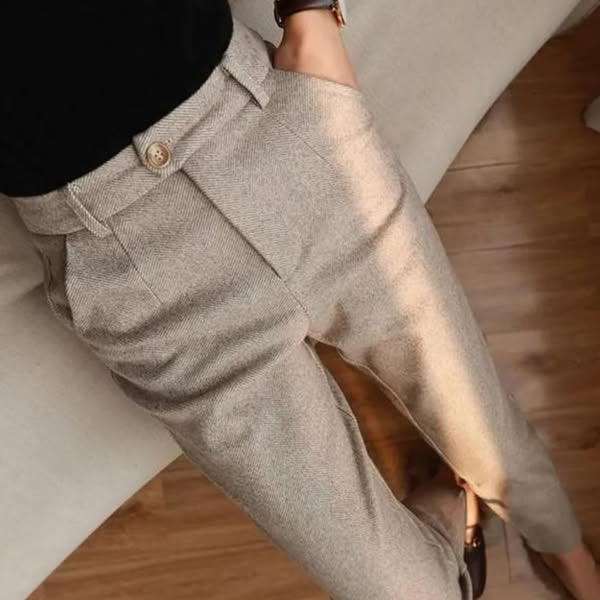 Pantaloni in Tweed a Spina di Pesce