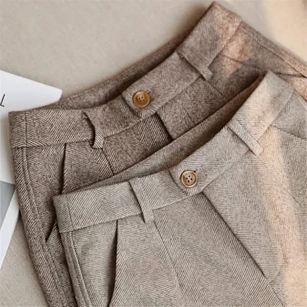 Pantaloni in Tweed a Spina di Pesce
