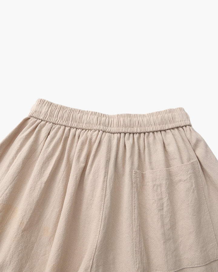 Pantaloncini in Lino con Vita Elastica e Laccetto