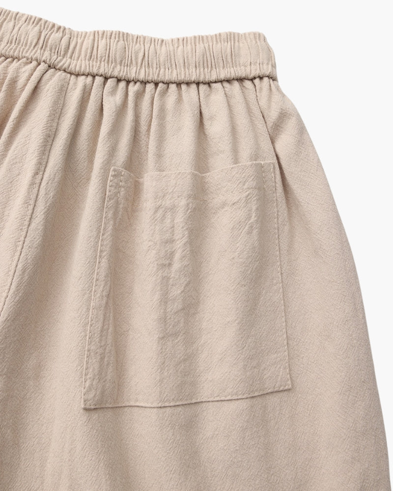 Pantaloncini in Lino con Vita Elastica e Laccetto