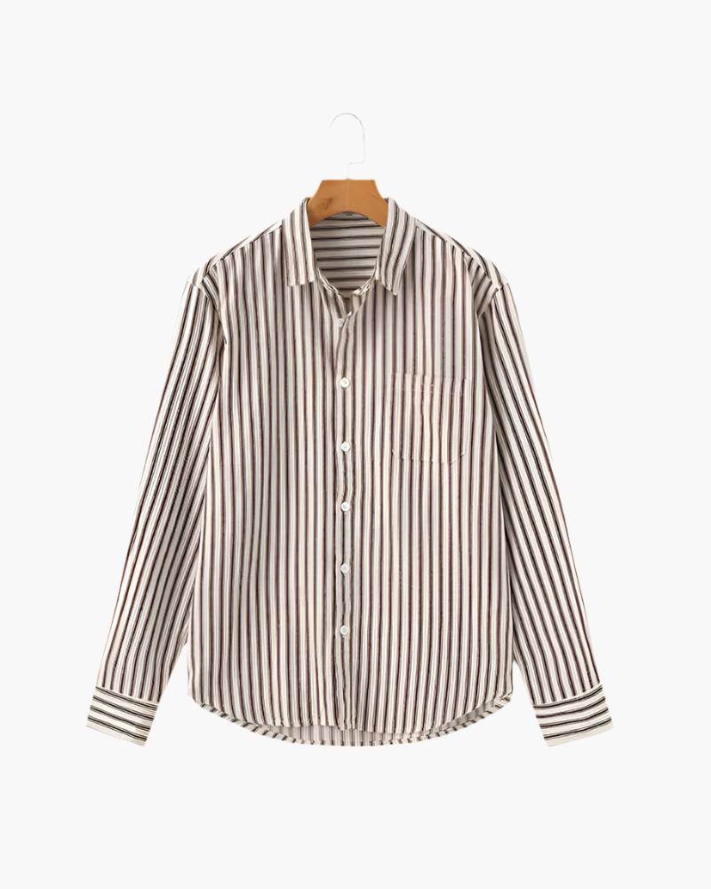Camicia a Righe Verticali a Manica Lunga
