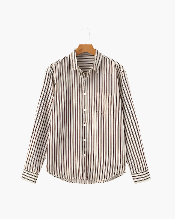Camicia a Righe Verticali a Manica Lunga