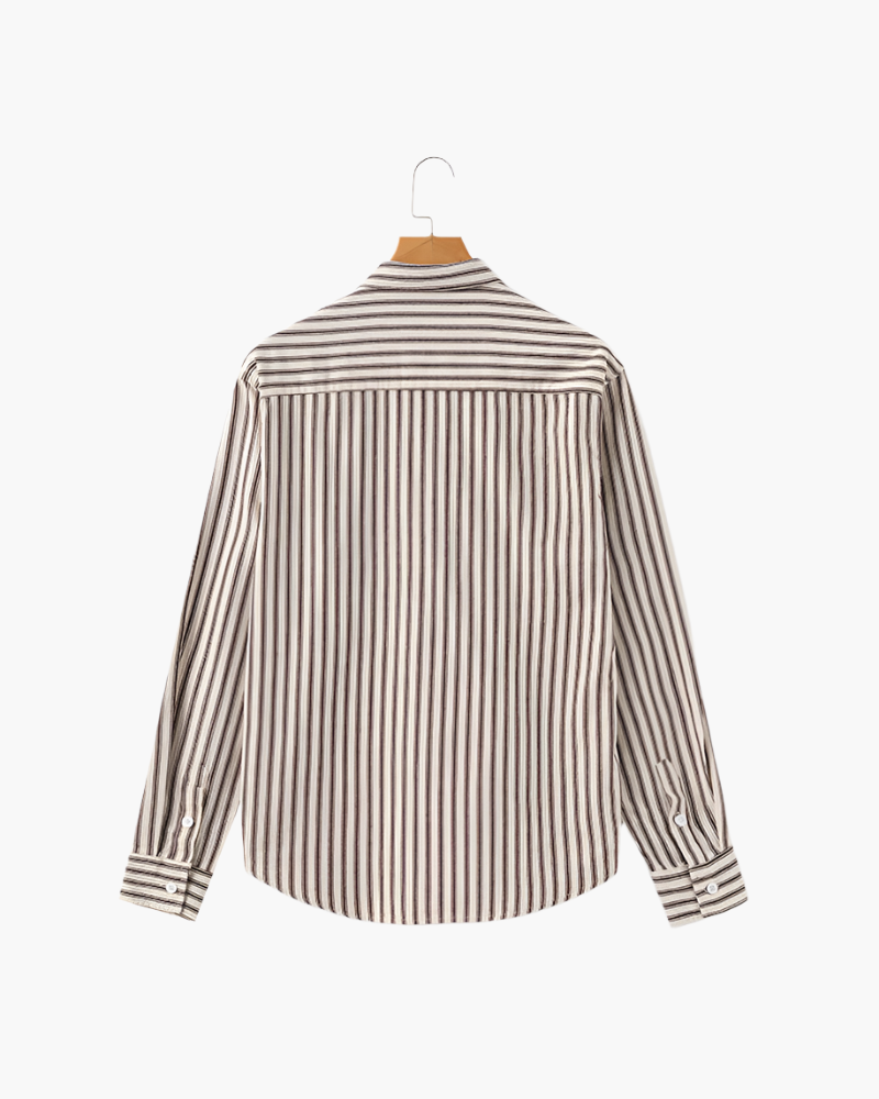 Camicia a Righe Verticali a Manica Lunga