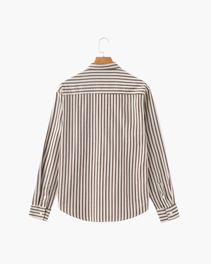 Camicia a Righe Verticali a Manica Lunga
