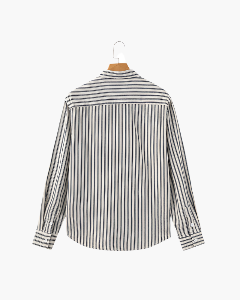Camicia a Righe Verticali a Manica Lunga