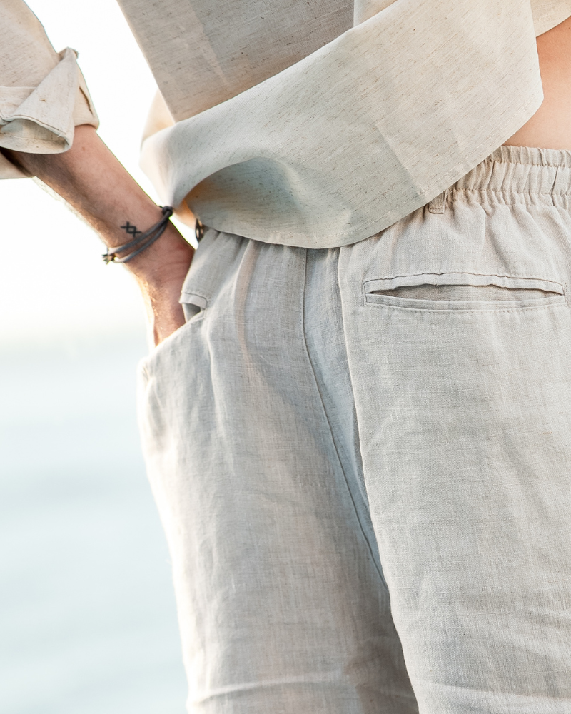Pantaloncini in Lino con Chiusura a Zip
