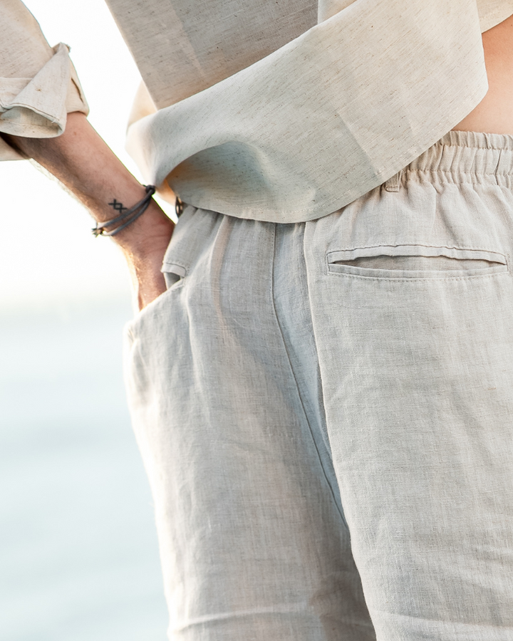 Pantaloncini in Lino con Chiusura a Zip