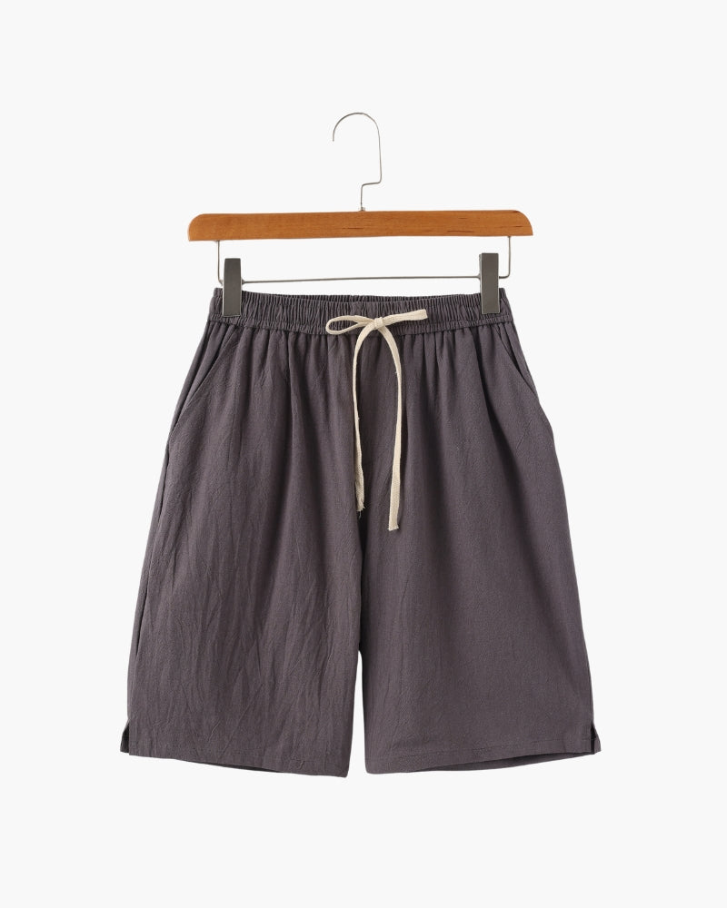 Pantaloncini in Lino con Vita Elastica e Laccetto
