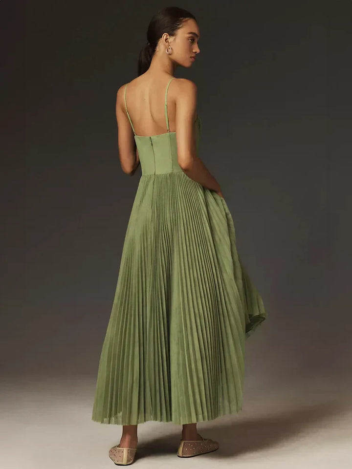 Abito Midi con Corpetto e Gonna in Tulle Pieghettato