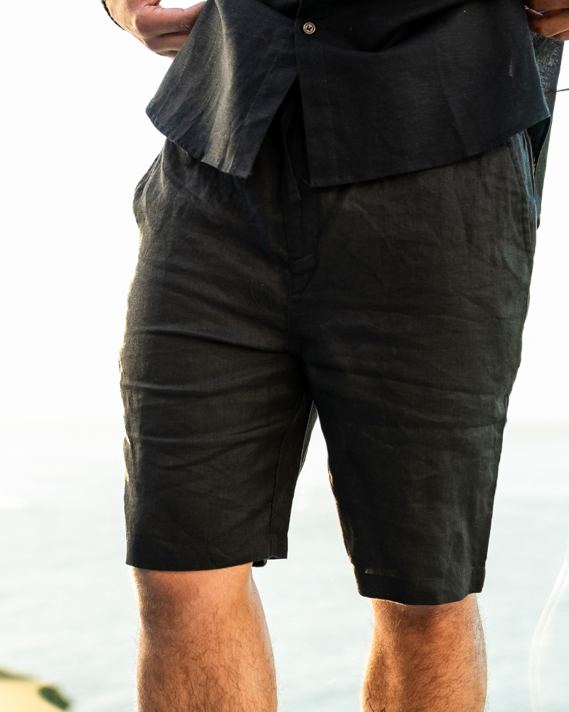 Pantaloncini in Lino con Chiusura a Zip