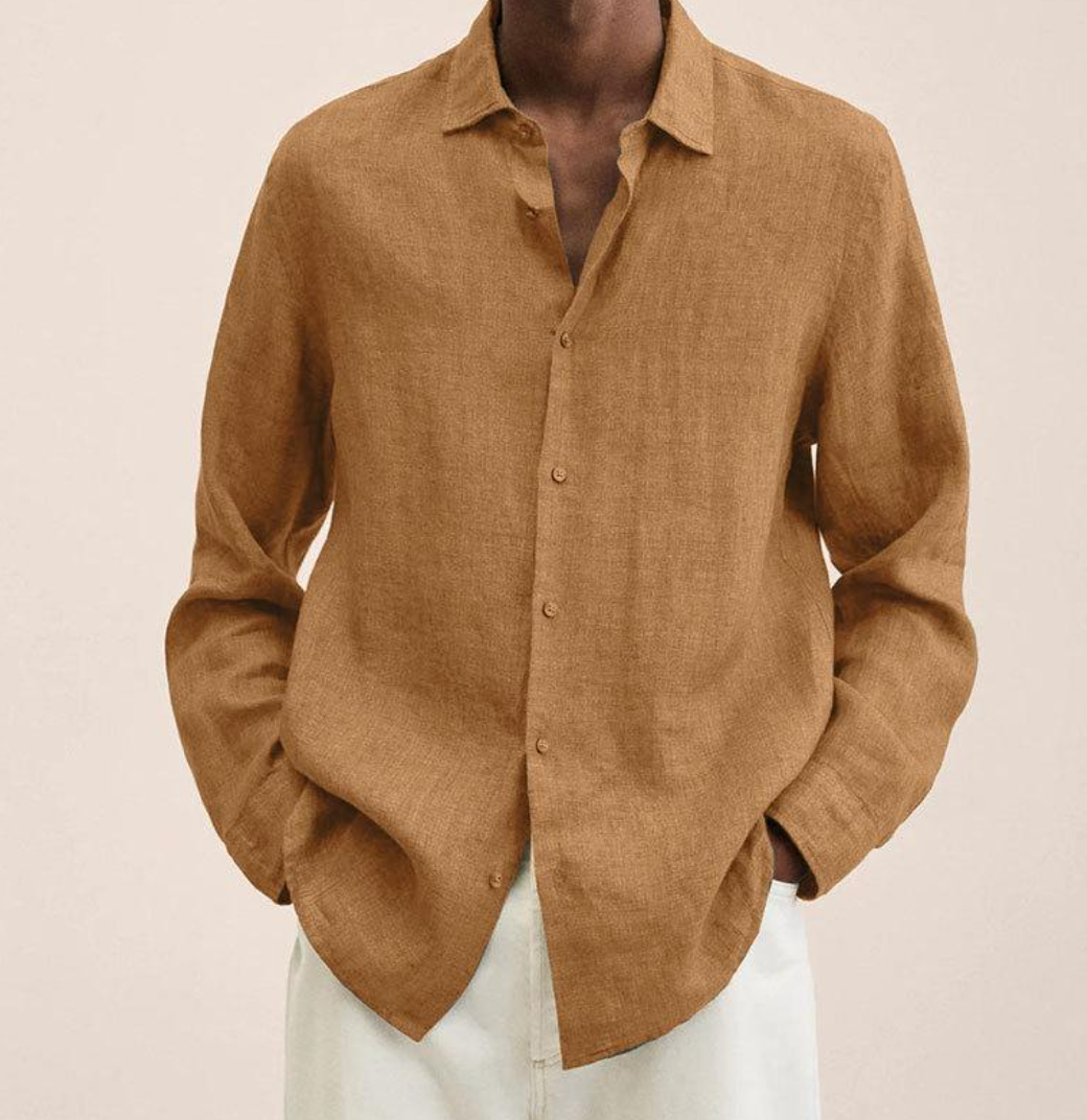 Camicia Classica in Lino a Manica Lunga