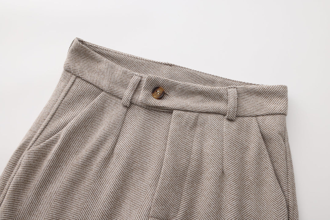 Pantaloni in Tweed a Spina di Pesce