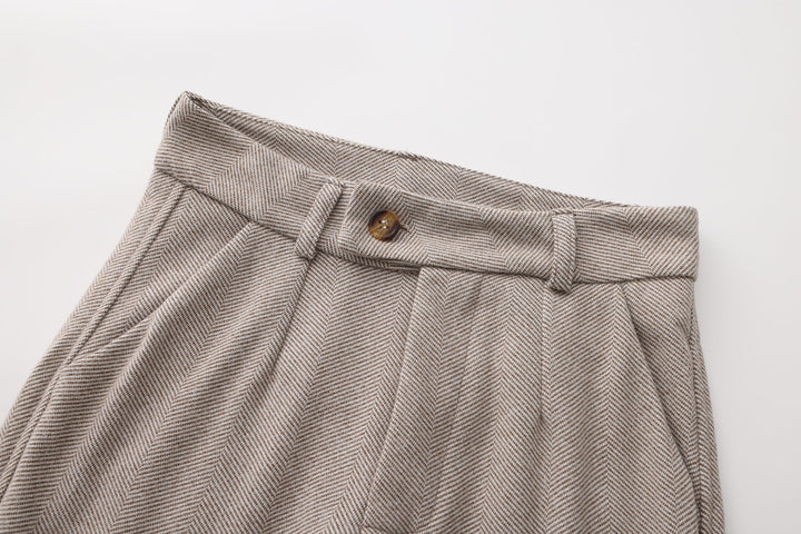 Pantaloni in Tweed a Spina di Pesce