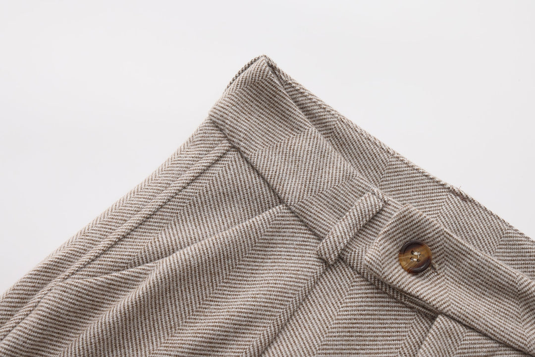 Pantaloni in Tweed a Spina di Pesce