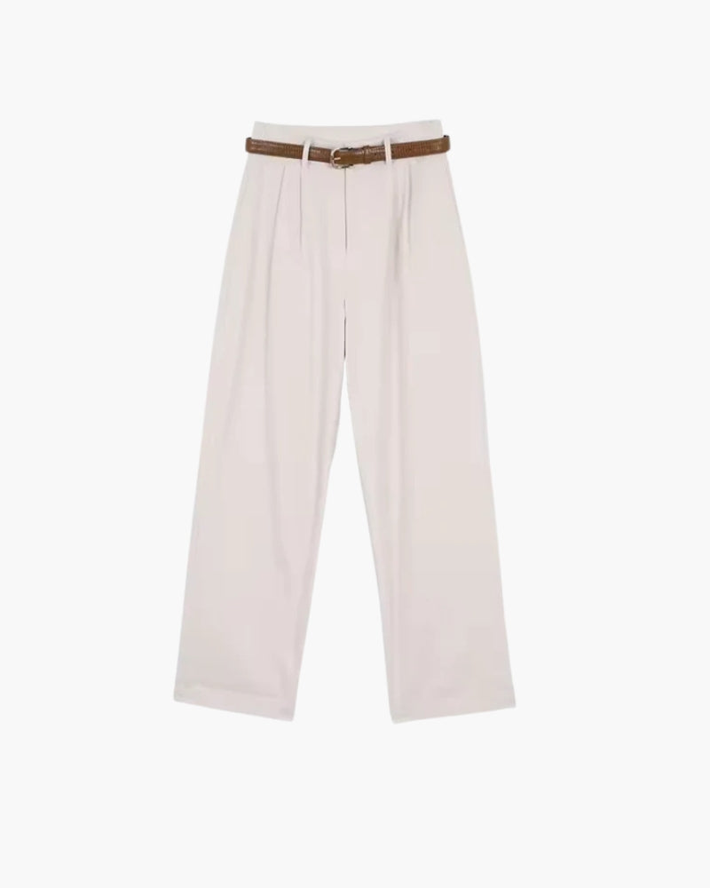 Pantaloni a Gamba Larga con Pieghe