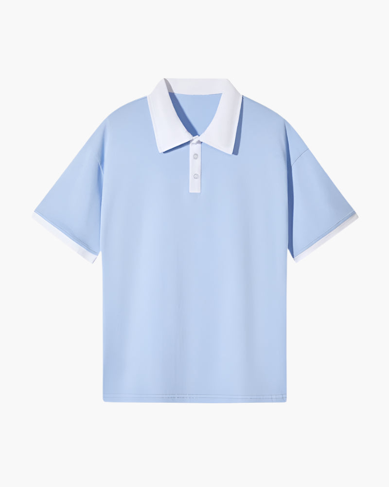 Polo con Colletto a Contrasto e Spalle Cadenti