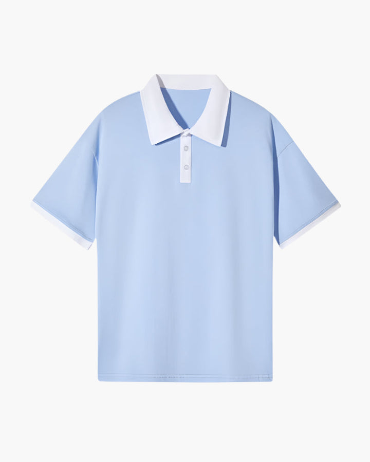 Polo con Colletto a Contrasto e Spalle Cadenti