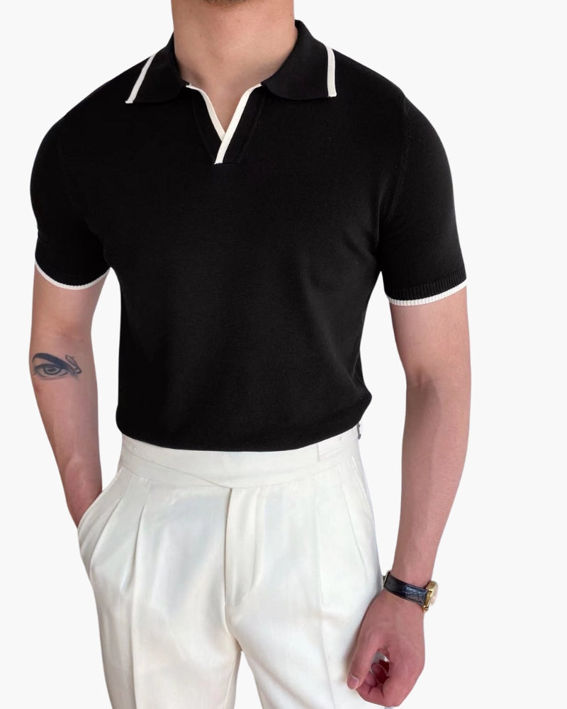 Polo a Maglia con Bordi a Contrasto