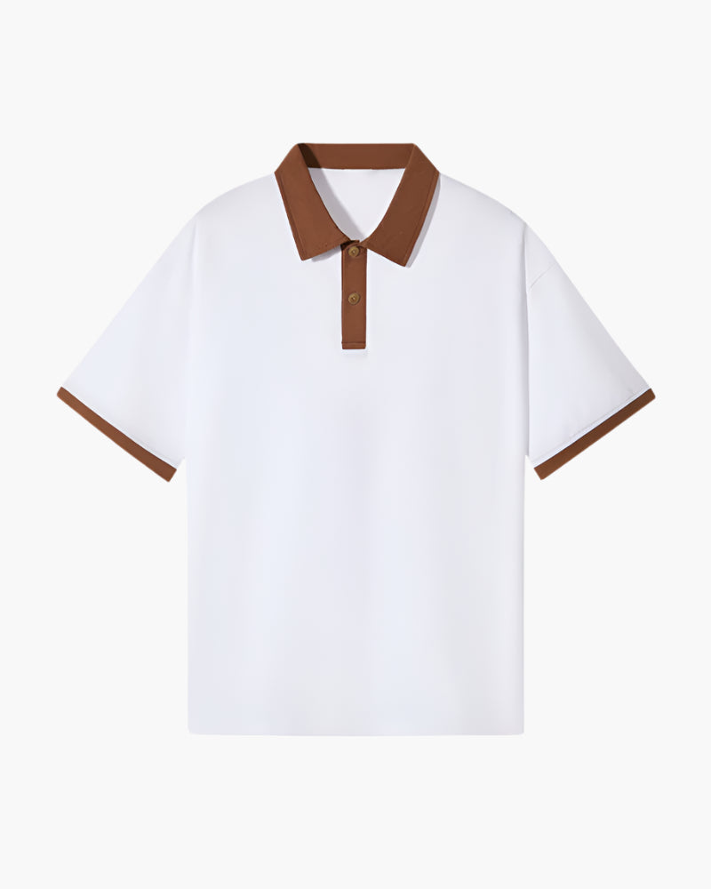 Polo con Colletto a Contrasto e Spalle Cadenti