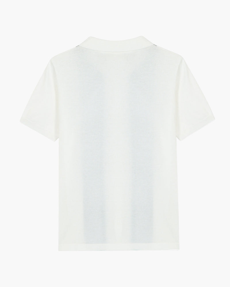 Polo a Maglia con Righe Verticali a Contrasto