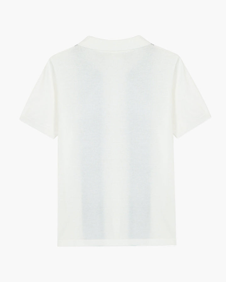 Polo a Maglia con Righe Verticali a Contrasto