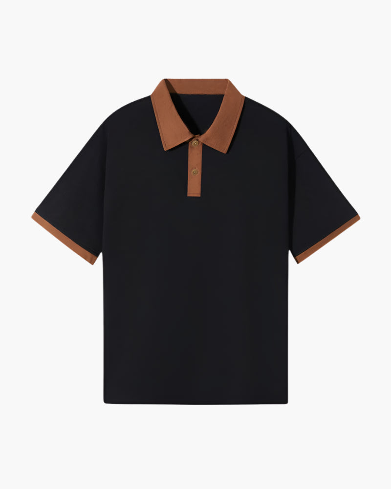 Polo con Colletto a Contrasto e Spalle Cadenti