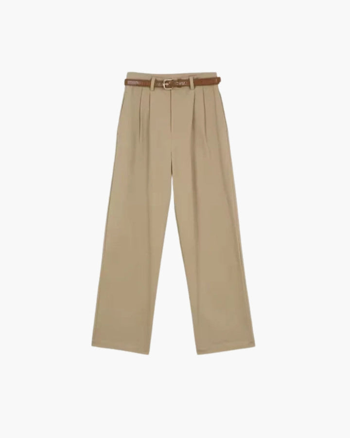 Pantaloni a Gamba Larga con Pieghe