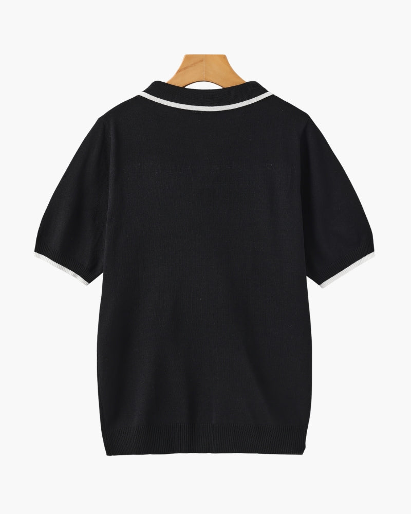 Polo a Maglia con Bordi a Contrasto