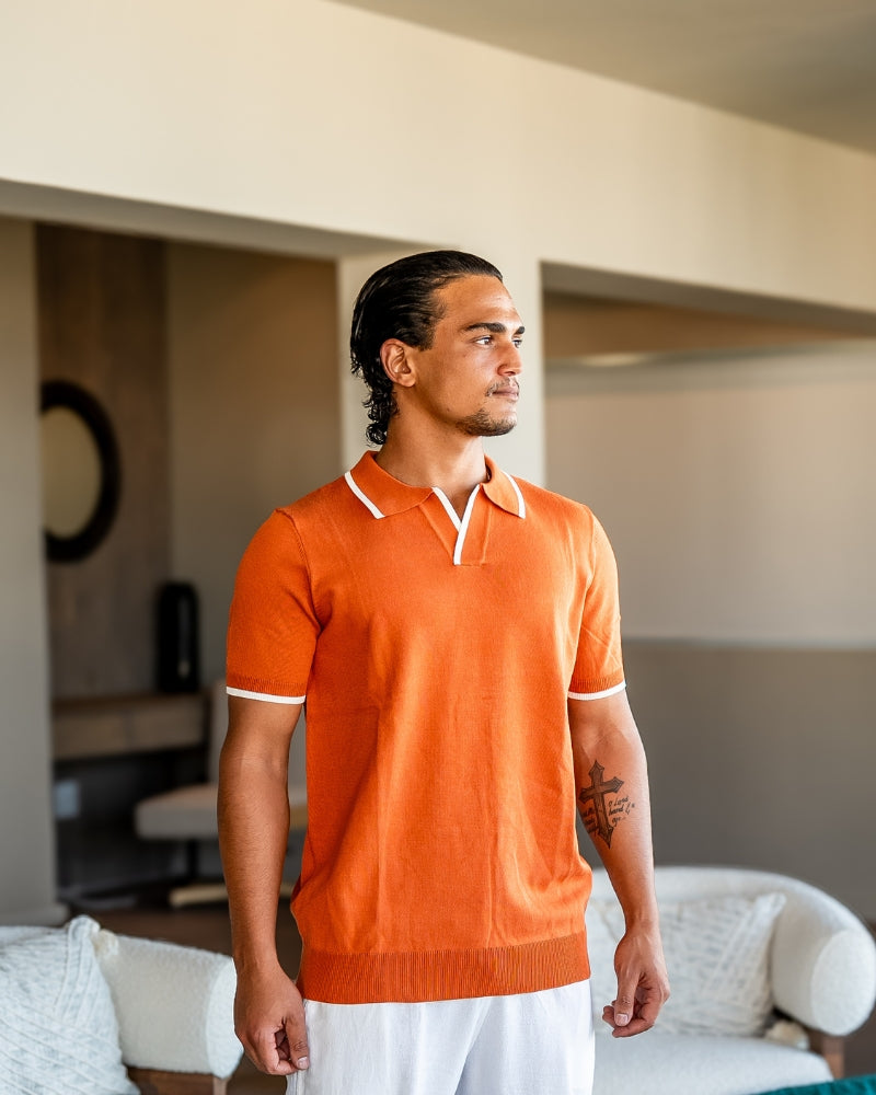 Polo a Maglia con Bordi a Contrasto