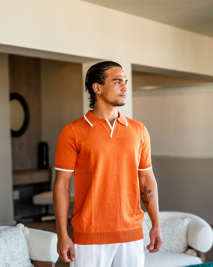 Polo a Maglia con Bordi a Contrasto