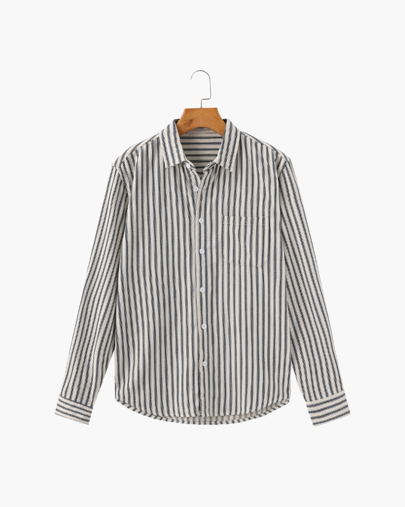 Camicia a Righe Verticali a Manica Lunga