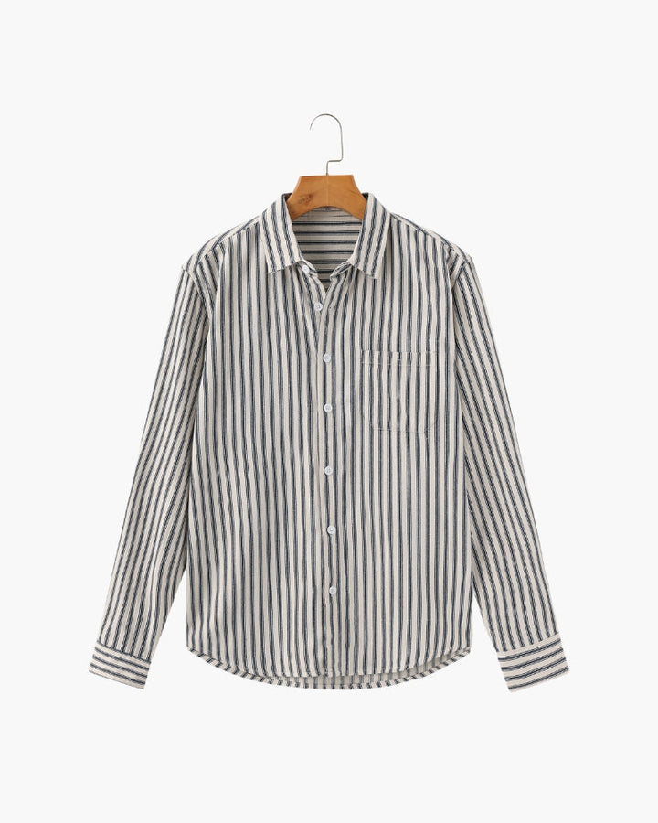 Camicia a Righe Verticali a Manica Lunga