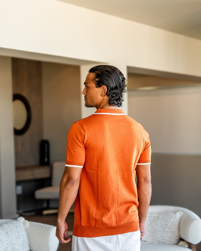 Polo a Maglia con Bordi a Contrasto