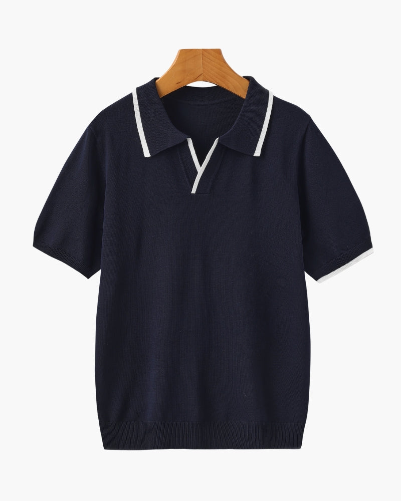 Polo a Maglia con Bordi a Contrasto